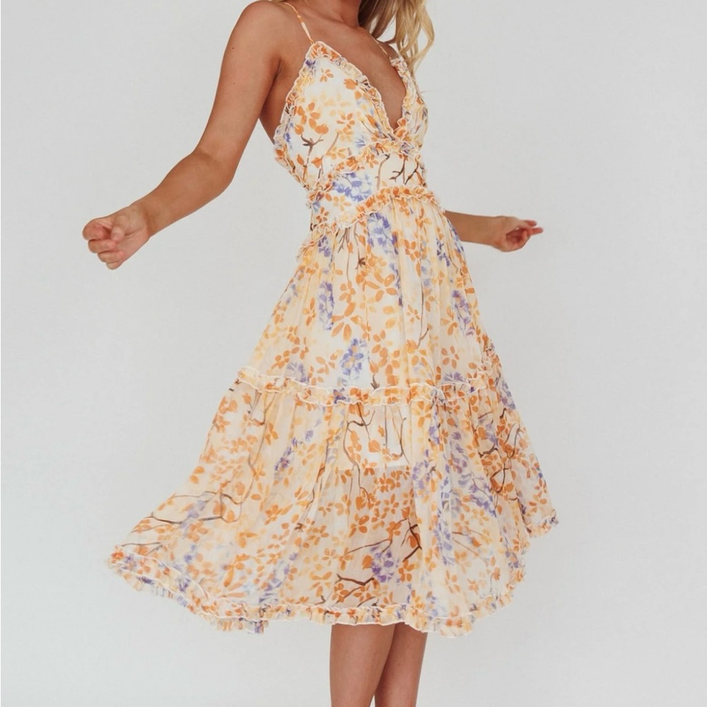 Floral V-Neck Midi Dress